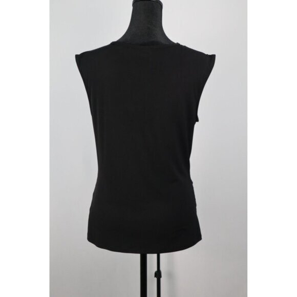 Nine West Women's Black Sleeveless Saleha Rached V-Neck Top Size Medium - Picture 2 of 13